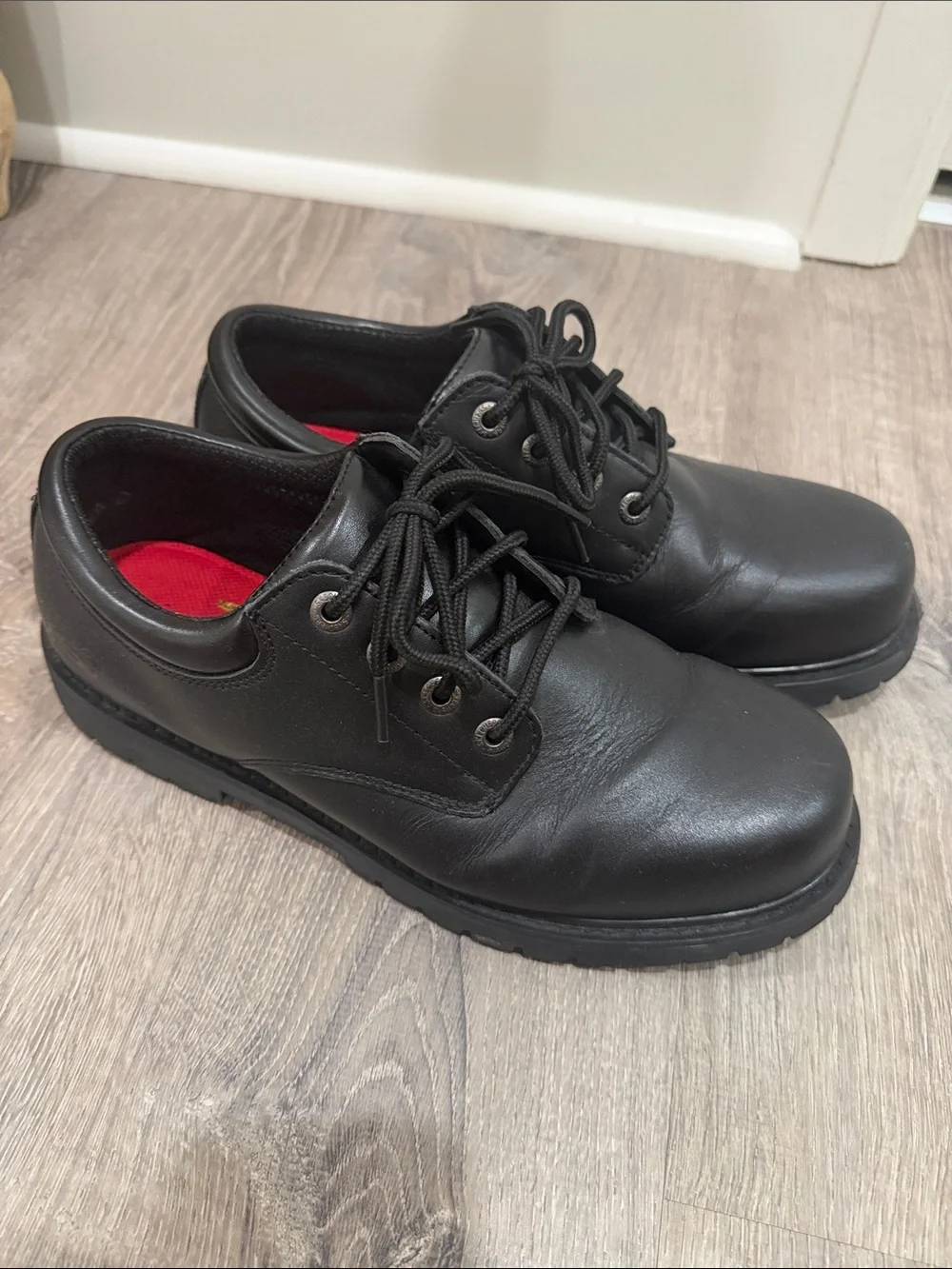 Men's Black Leather Lace-Up Work Shoes. Sketches (doc Martin)